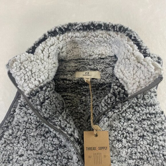 NWT Thread and Supply Gray Sherpa Fleece Soft Cozy Vest - Picture 5 of 9